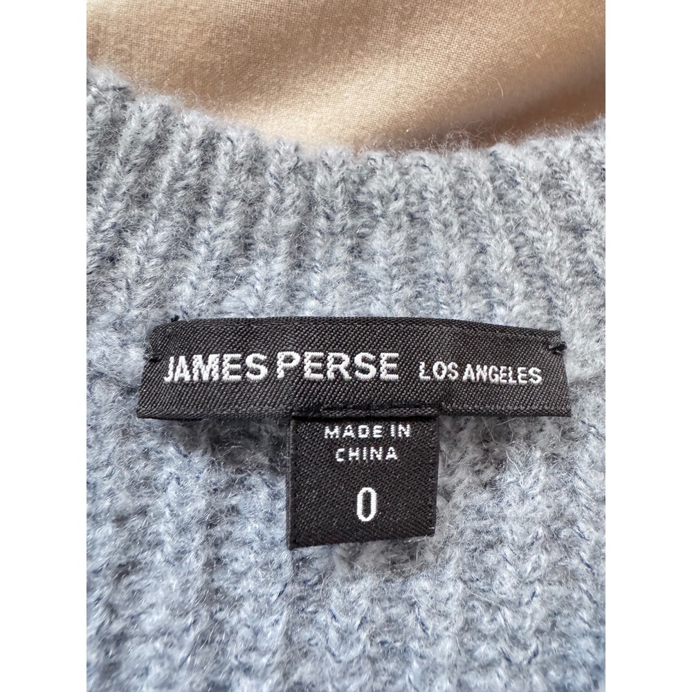 James Perse 100% Cashmere Ribbed Crewneck Sweater Blue Heather Size 0 XS - Picture 3 of 7
